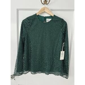 Tuckernuck Hyacinth House Green Sequin Gemma Blouse Top NWT Extra Small XS